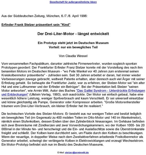 Süddeutschen Zeitung, München, 6./7./8. April 1996 Süddeutschen Zeitung, München, 6./7./8. April 1996